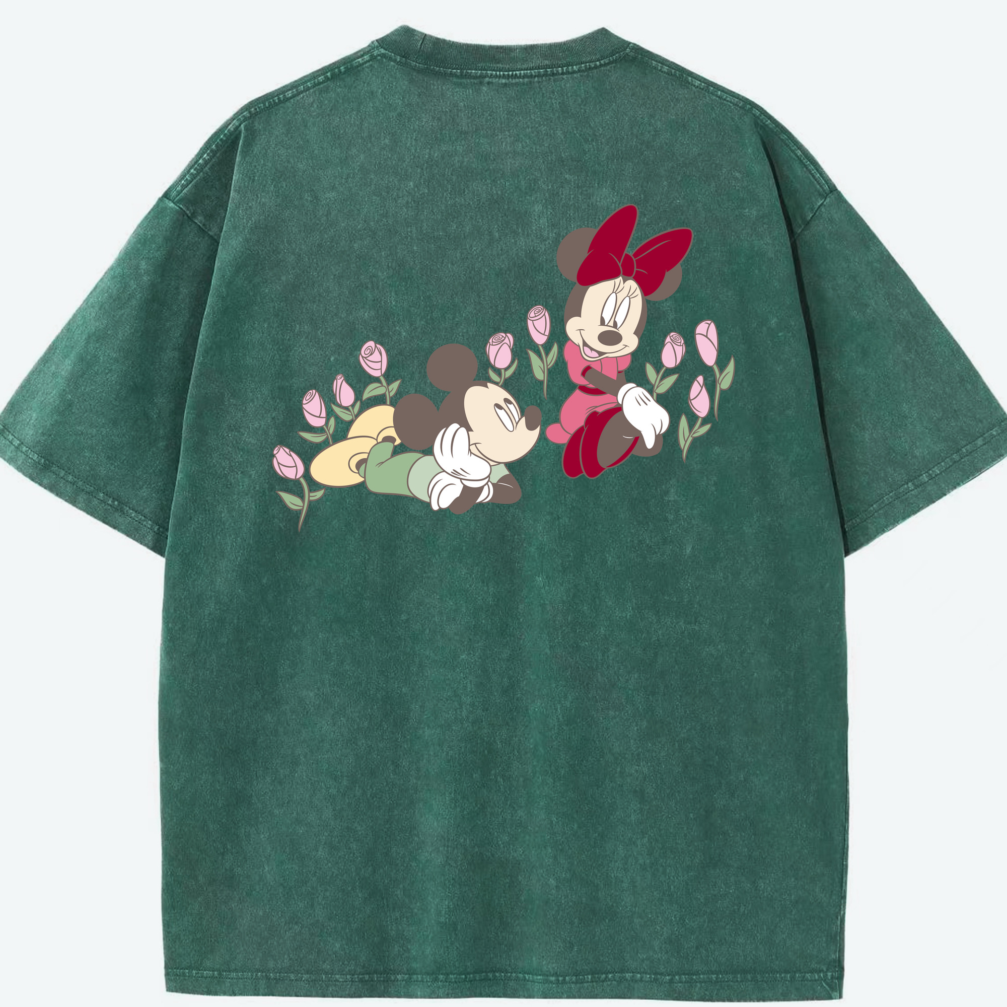 （画像用） ミッキーマウス Mickey Mouse 綿100% ヴィンテージ風 半袖Tシャツ（背面プリント）